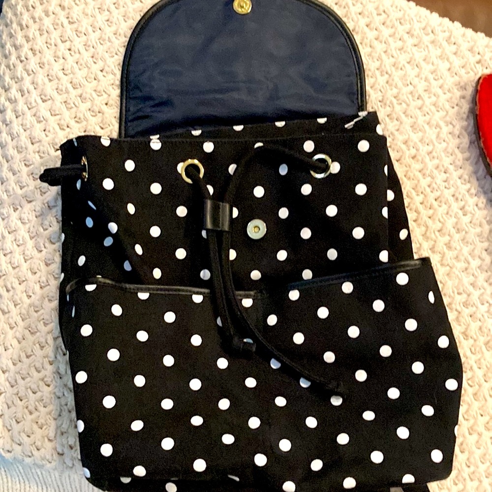 MINT Authentic Tommy  Hilfiger Backpack LARGE Black with White Polka Dots NWOT - Picture 11 of 16